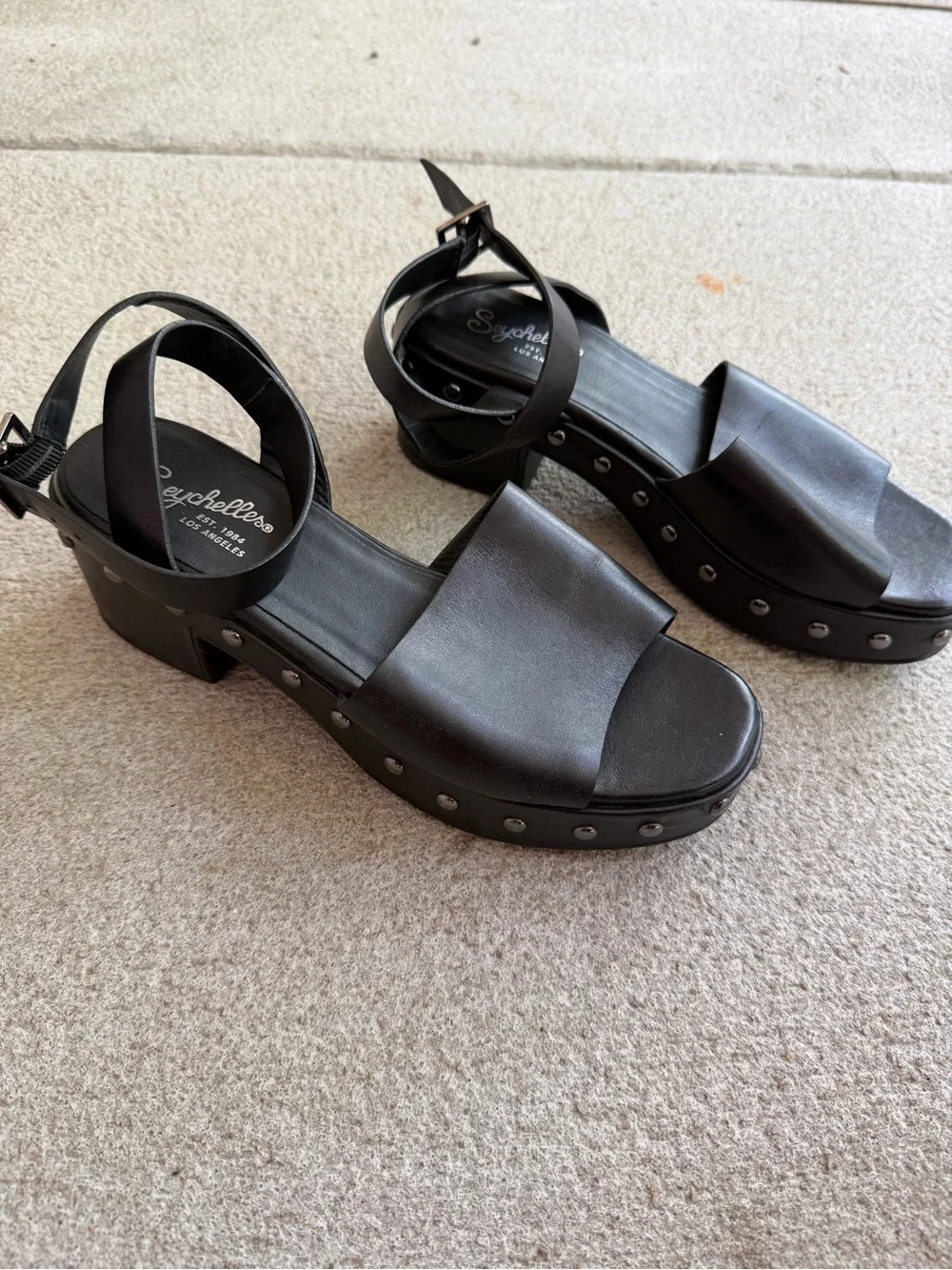 Seychelles Black Studded Platform Sandals